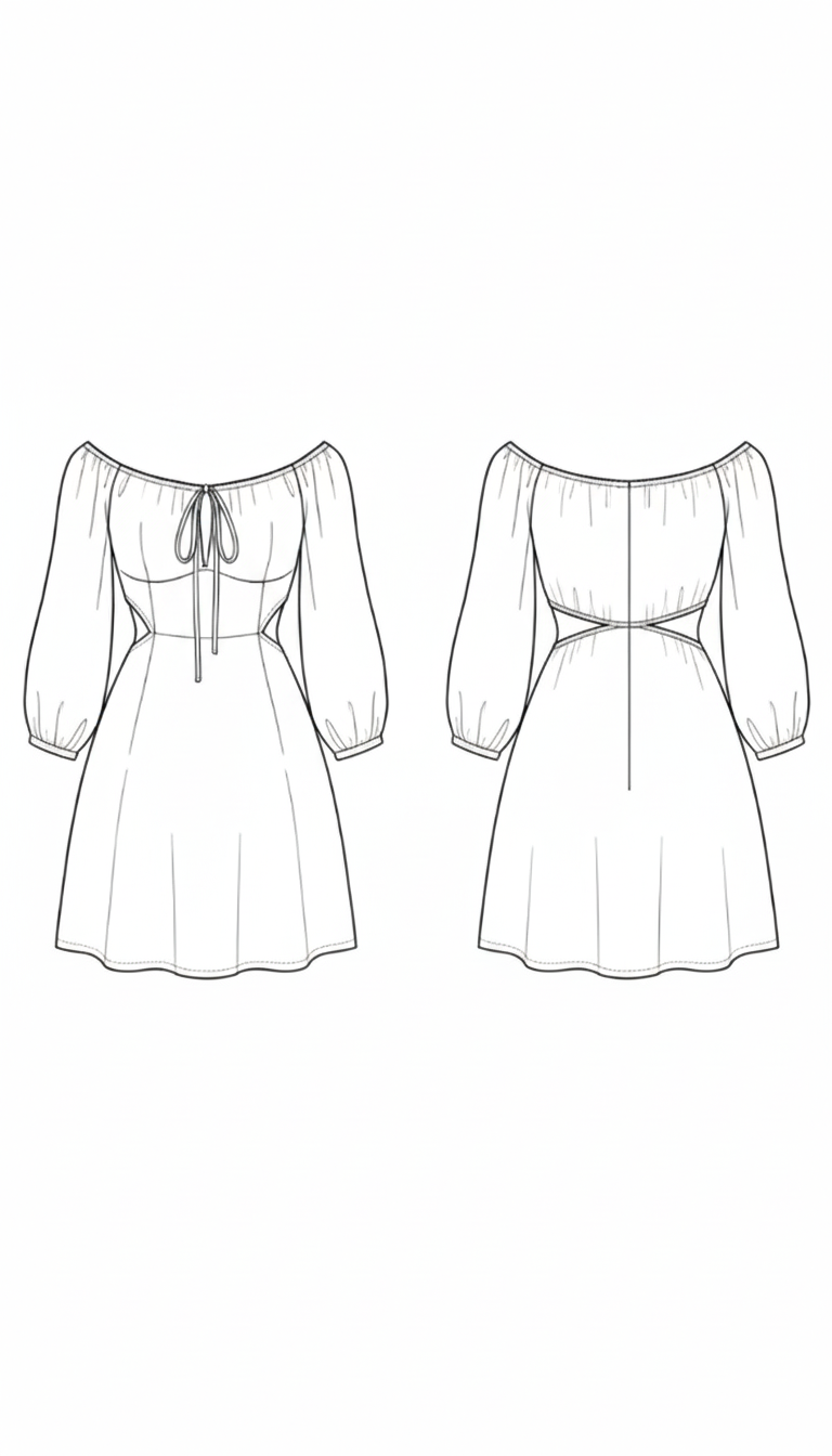 Vestido Curto Ombro a Ombro e Cut-Outs