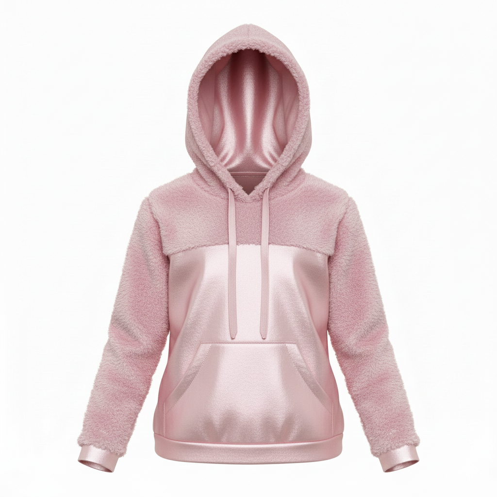 Blusão inf Feminino com Capuz e Recorte em Pelúcia
