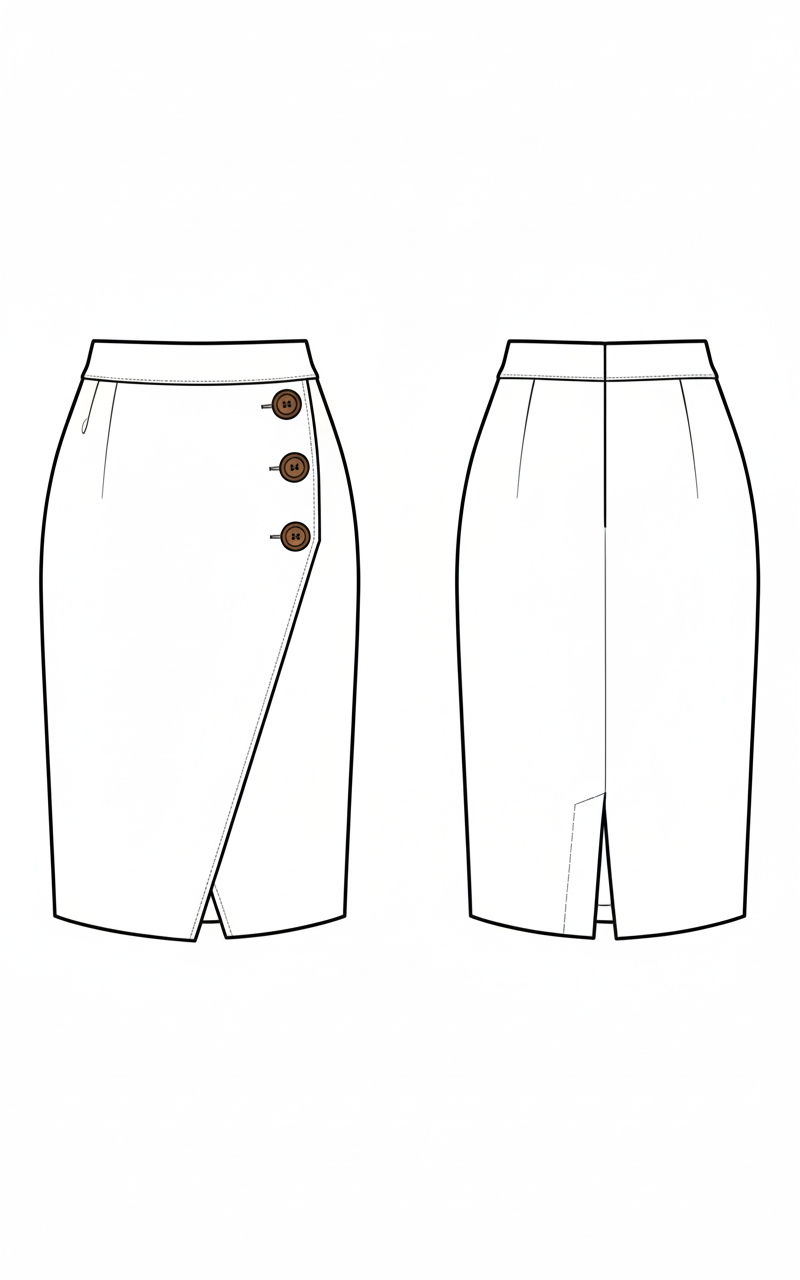 Saia Lápis Midi Envelope (Alfaiataria)