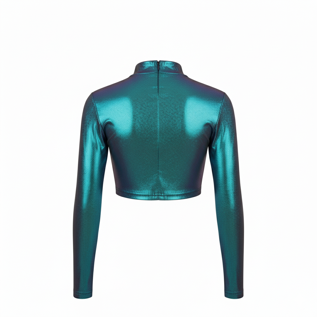 Top Cropped Manga Longa e Recorte Vazado