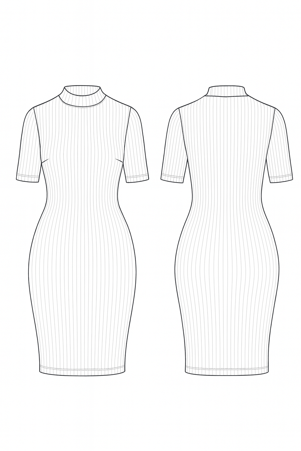 Vestido Midi Justo Gola Alta