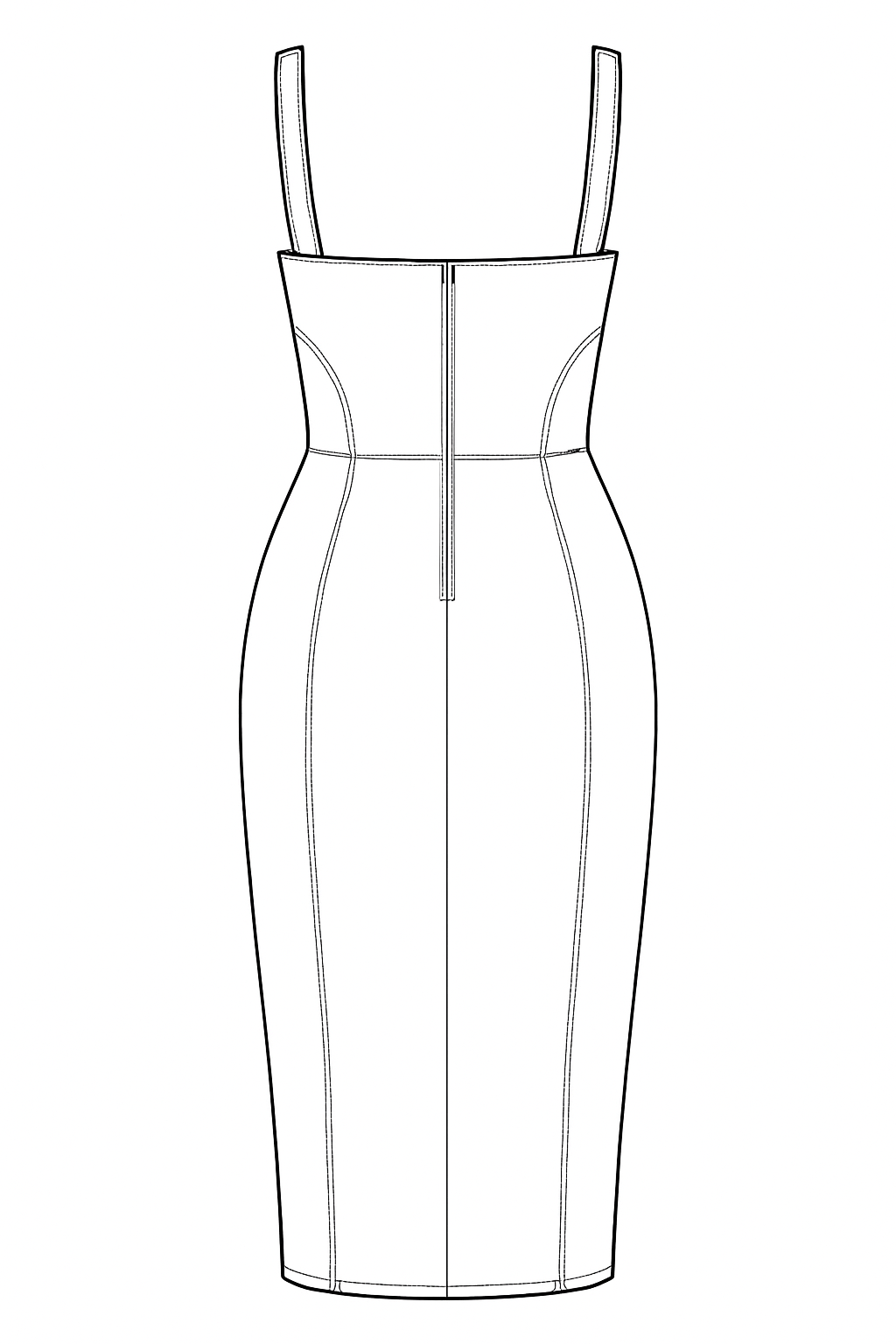 Vestido Lápis Midi com Busto Estruturado