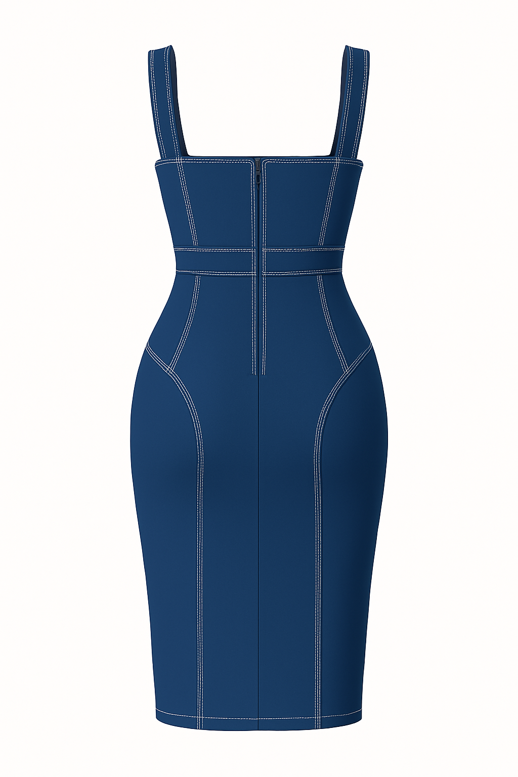 Vestido Lápis Midi com Busto Estruturado