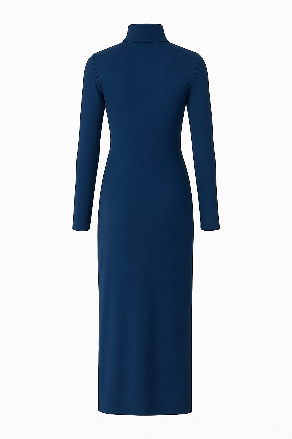 Midi Justo Gola Alta Manga Longa e fenda