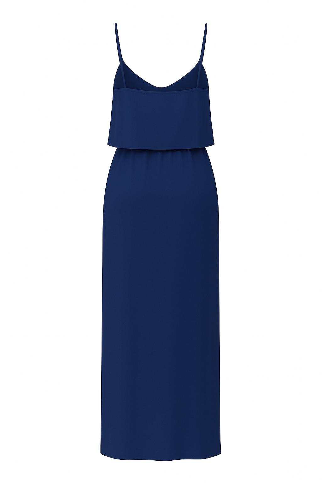 Vestido Longo com Babado Decote e Cintura Elástico