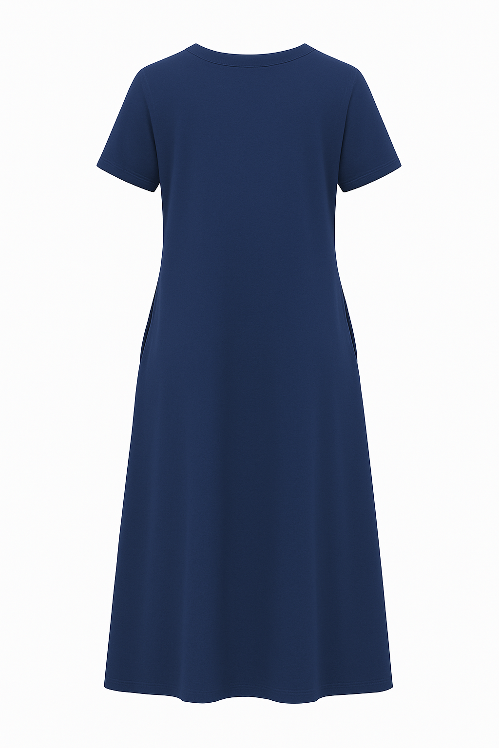 Vestido Midi Evasê Manga Curta e bolso