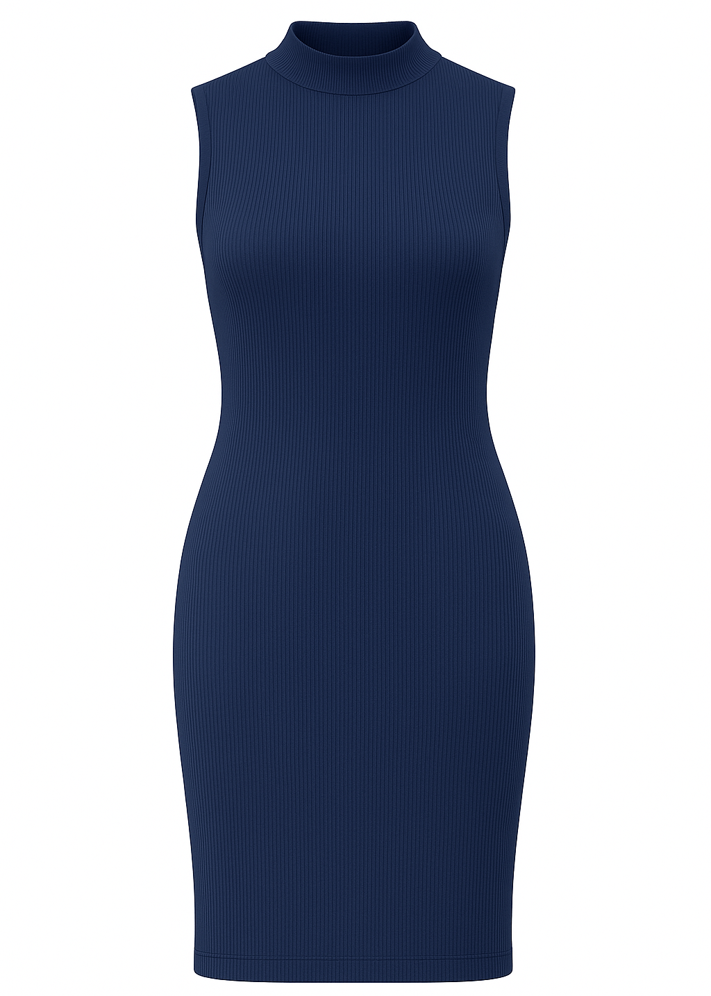 Vestido Midi Justo Gola Alta Sem Mangas