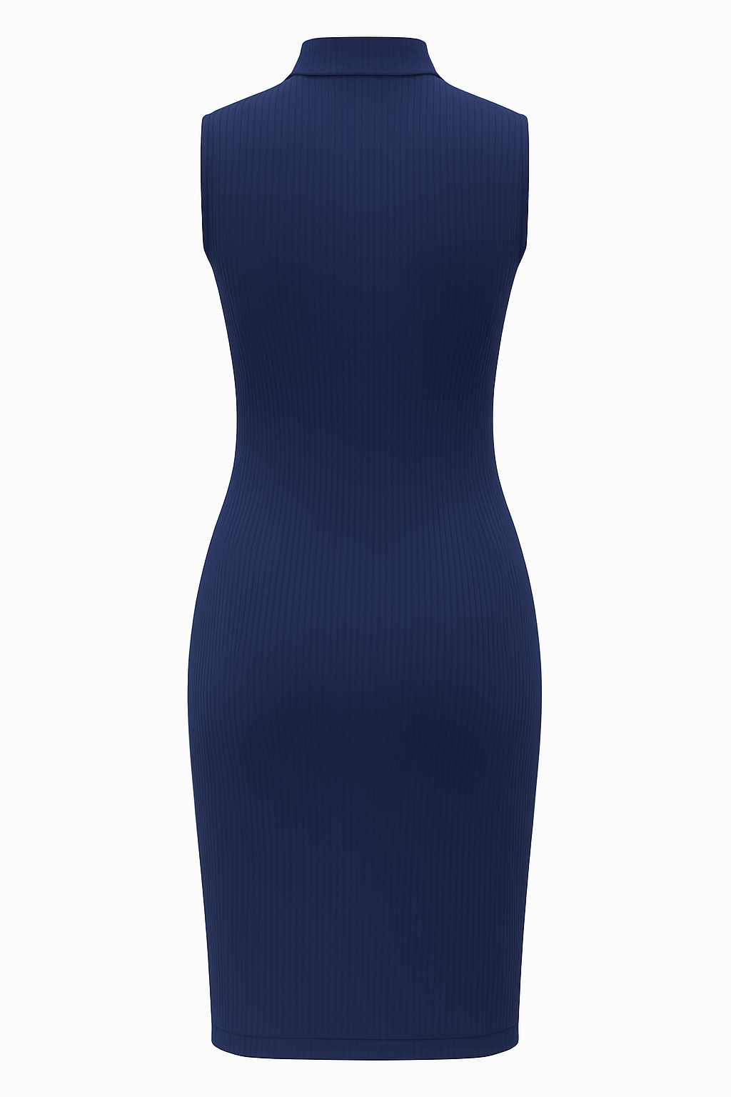 Vestido Midi Justo Gola Alta Sem Mangas