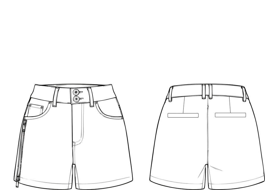 Short de Cintura Alta com Detalhes Metálicos