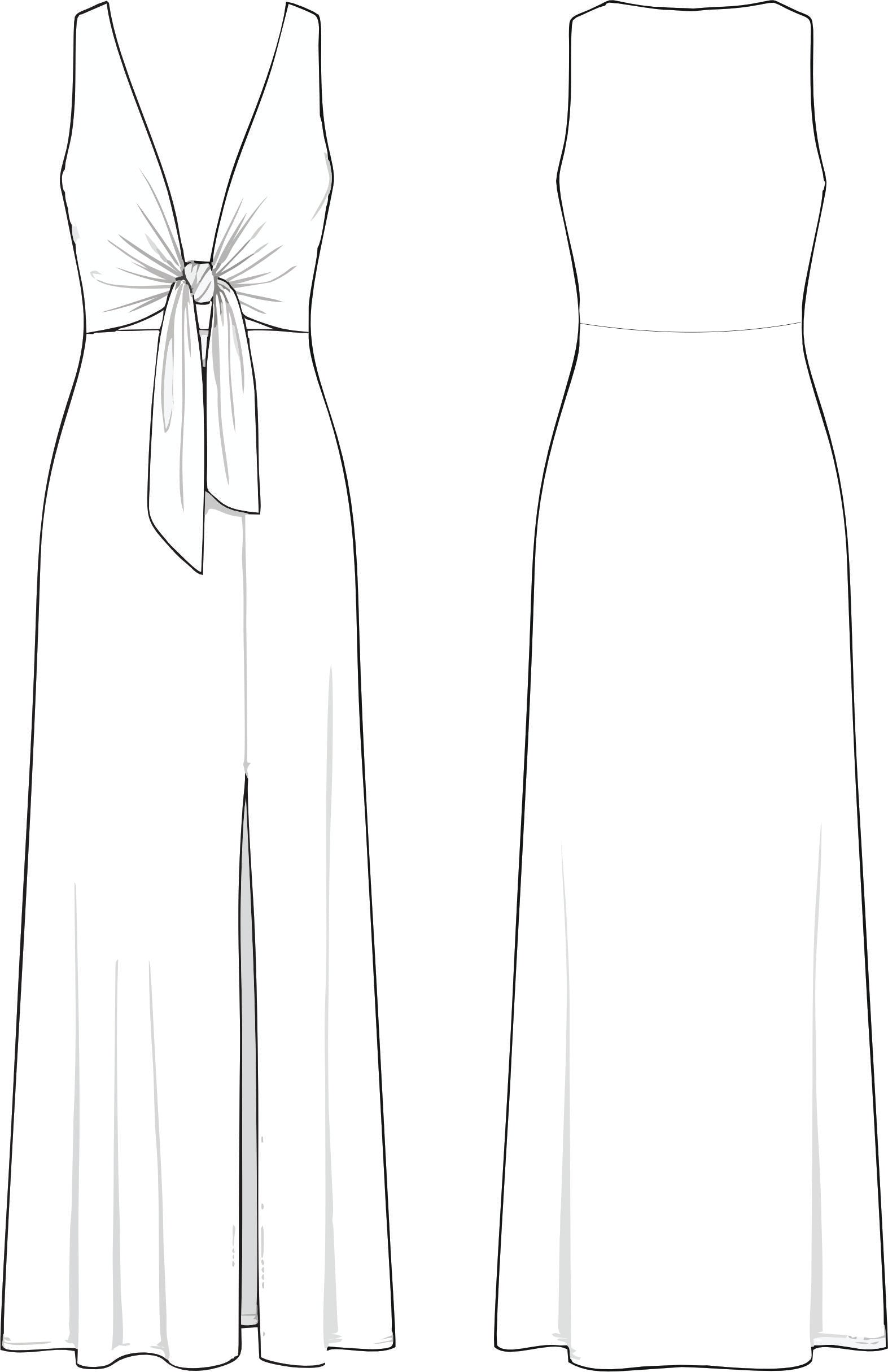 Vestido Longo em Malha com Fenda e amarração