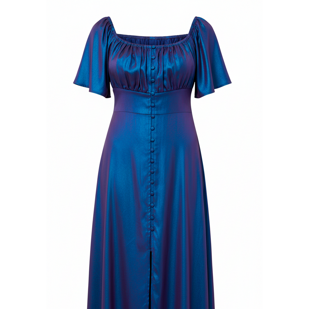 Vestido Longo Camponesa com Abotoamento