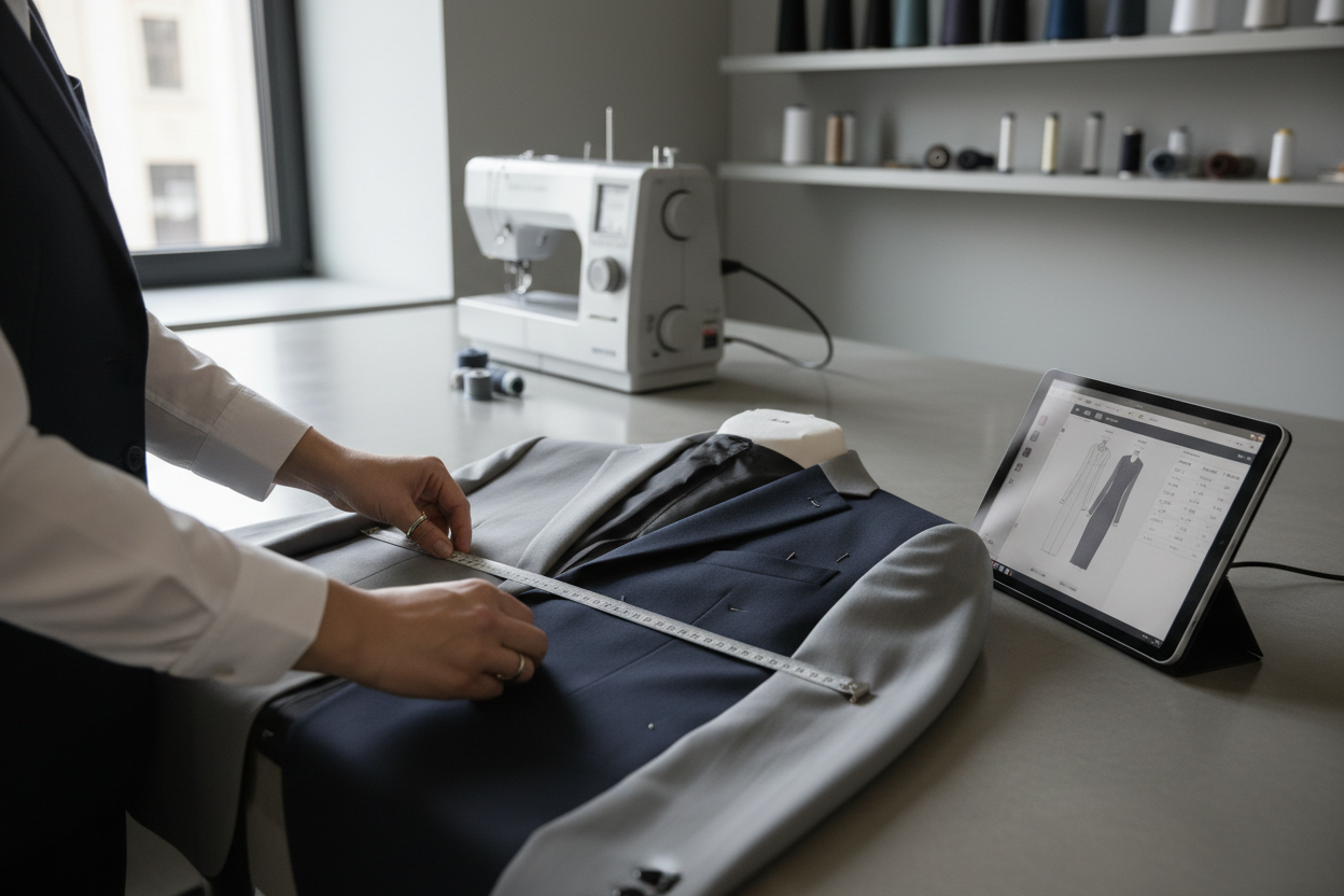 imagem de ajuste de roupa -( Após a compra, você tem até 180 dias para solicitar as alterações e ajustes necessários para que a peça fique exatamente como você precisa )