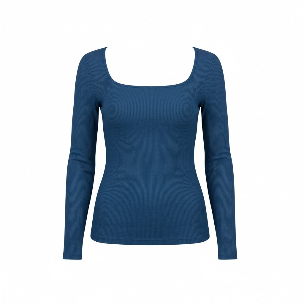 Blusa Feminina Decote Quadrado e Manga Longa