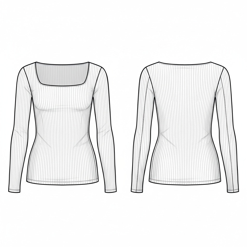 Blusa Feminina Decote Quadrado e Manga Longa