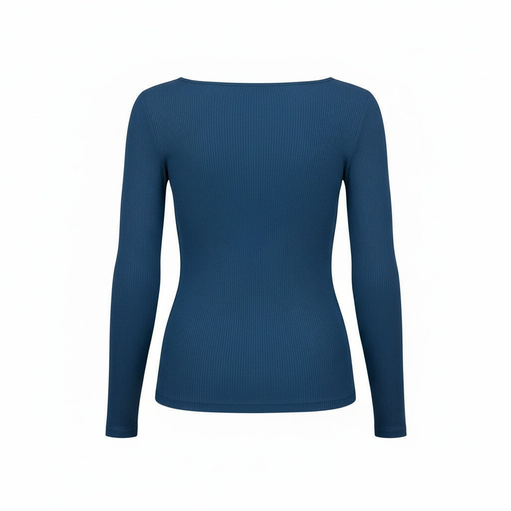 Blusa Feminina Decote Quadrado e Manga Longa