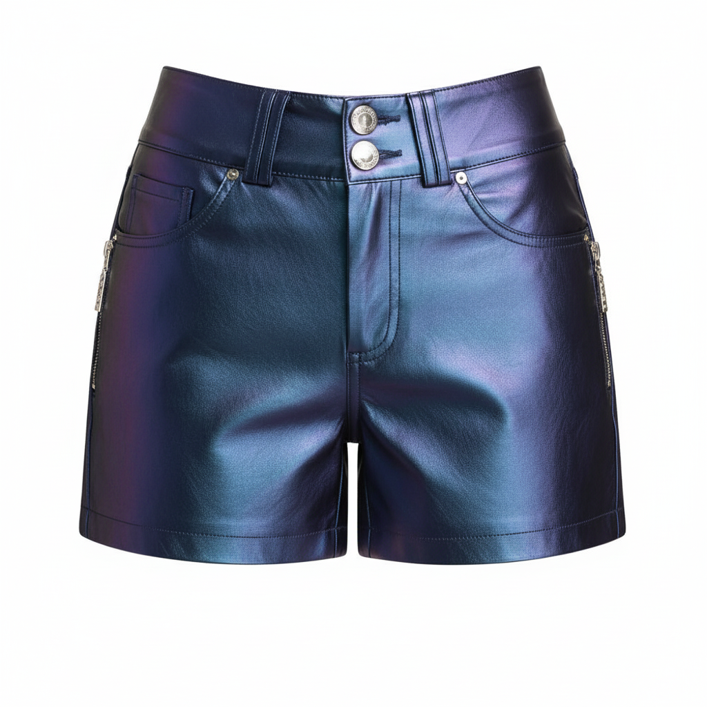 Short de Cintura Alta com Detalhes Metálicos