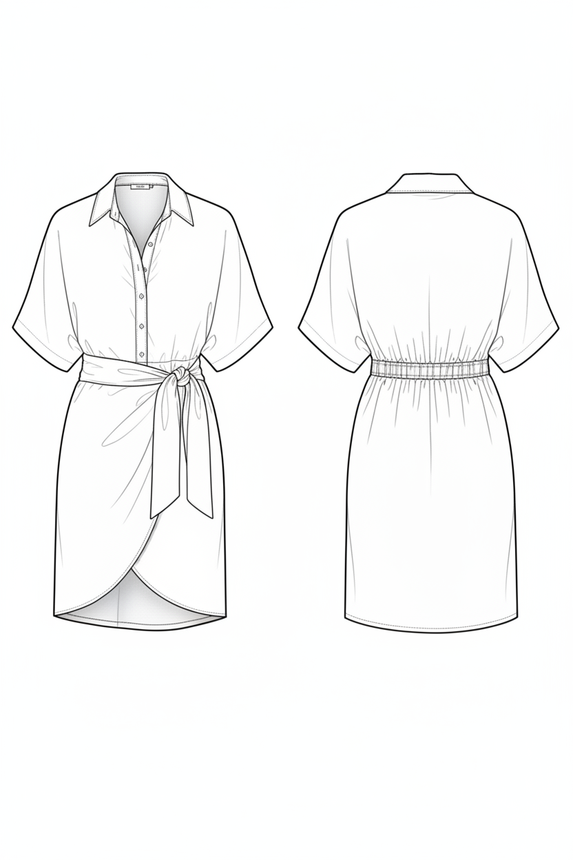 Vestido Chemise Curto Envelope