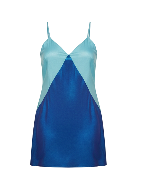 Vestido Mini de Alças com Color Blocking