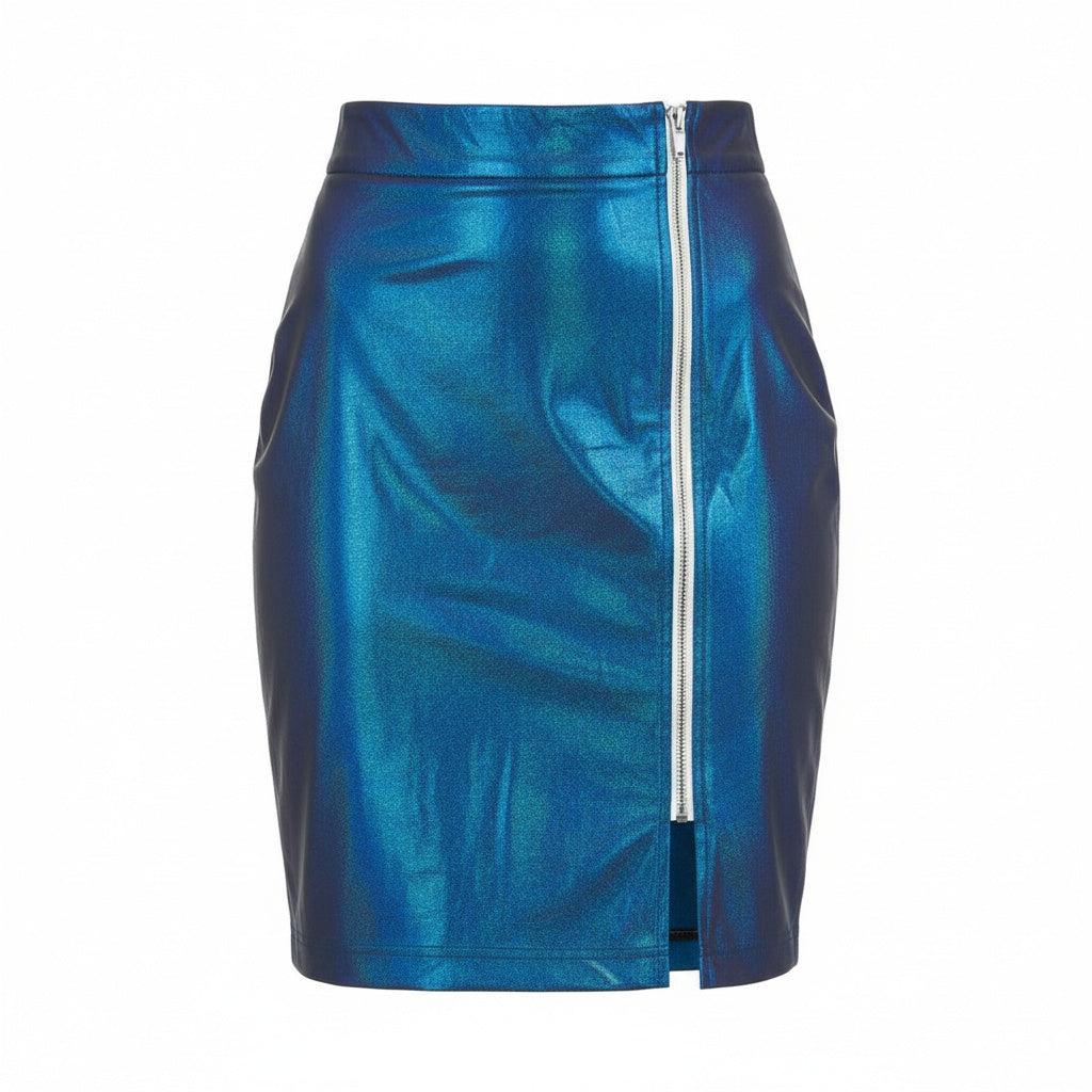 Saia Lápis Midi com Zíper Aparente