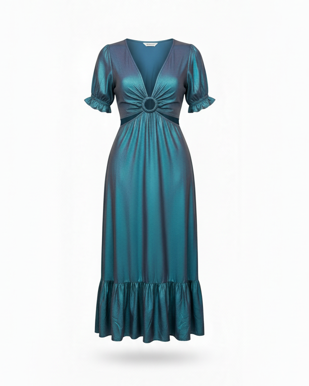 Vestido Longo Feminino com Recortes