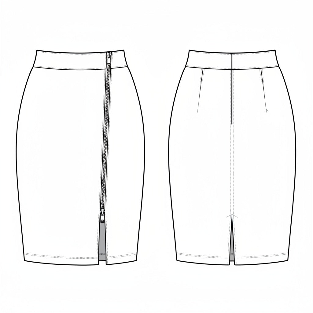 Saia Lápis Midi com Zíper Aparente