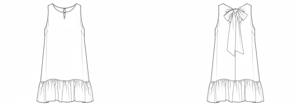 Vestido Trapézio com Laço nas Costas