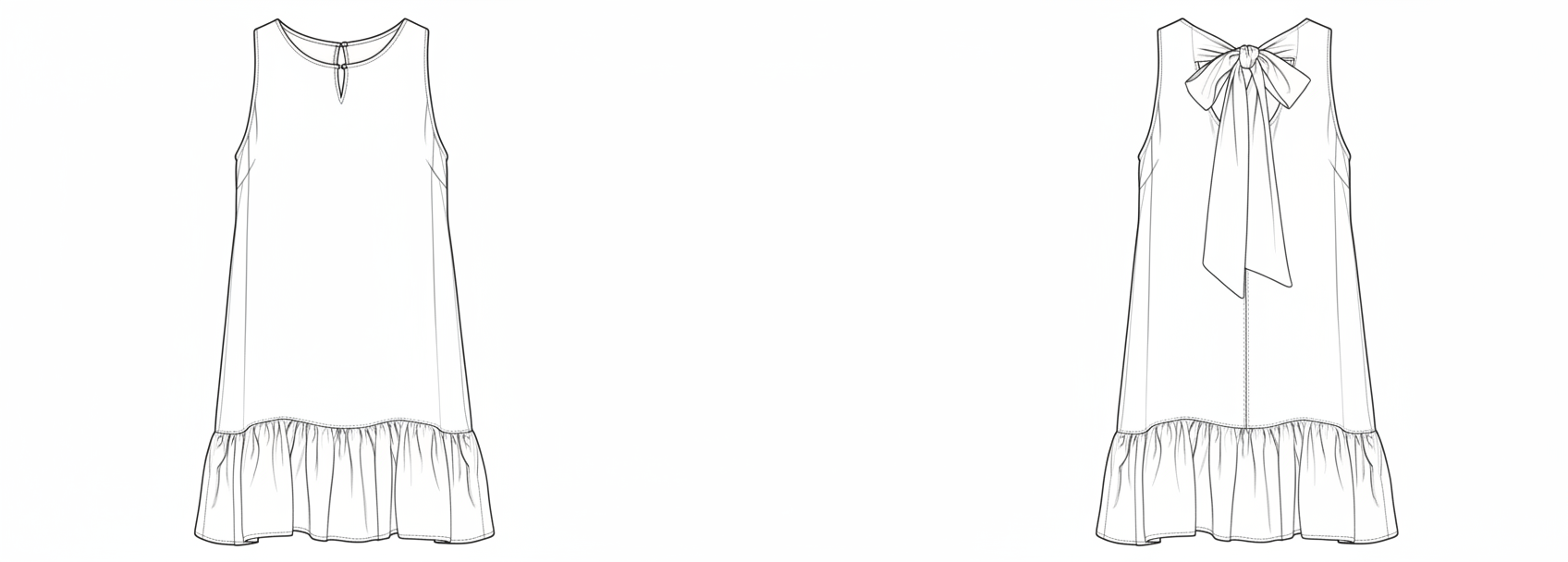 Vestido Trapézio com Laço nas Costas