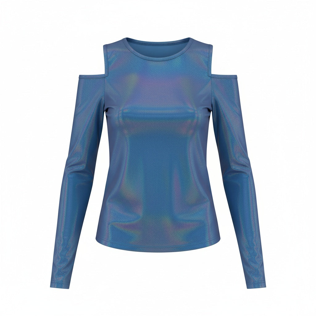 Blusa Feminina Manga Longa com Recorte nos Ombros