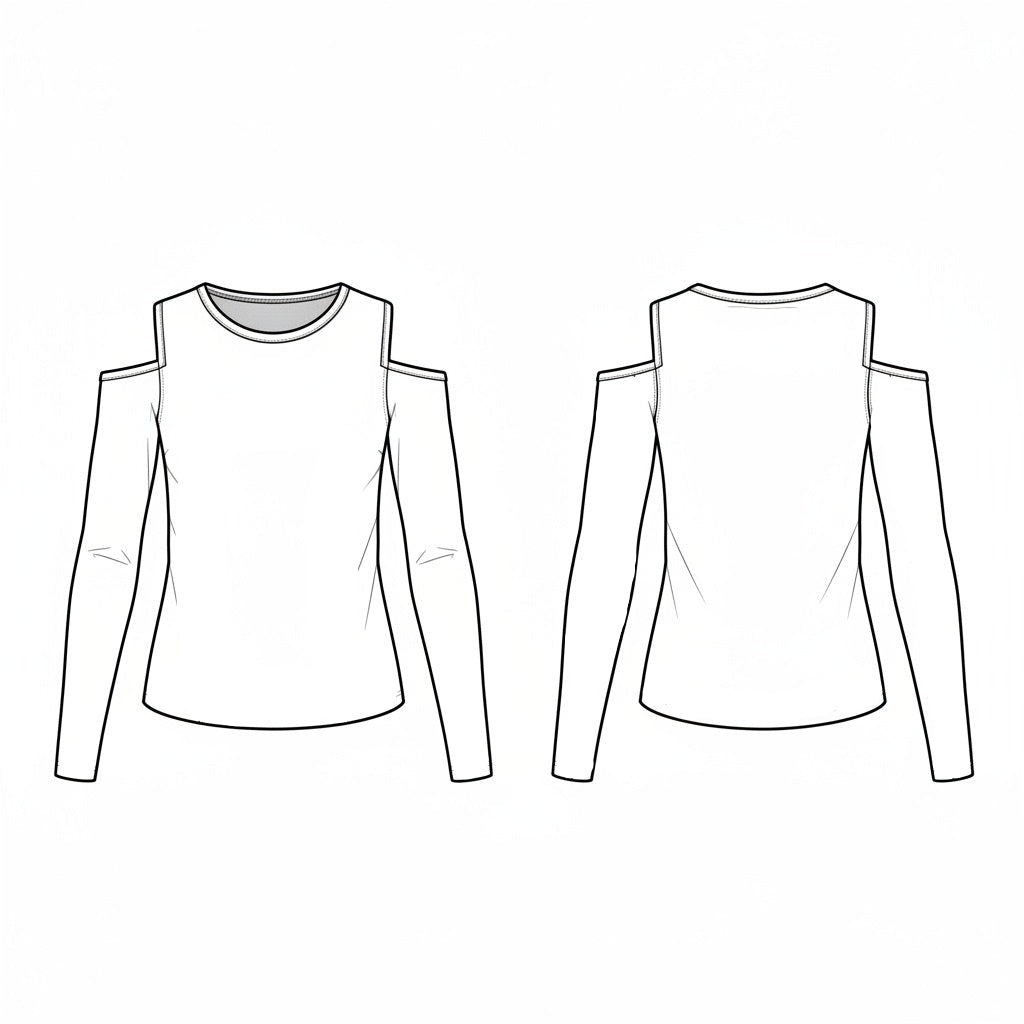 Blusa Feminina Manga Longa com Recorte nos Ombros