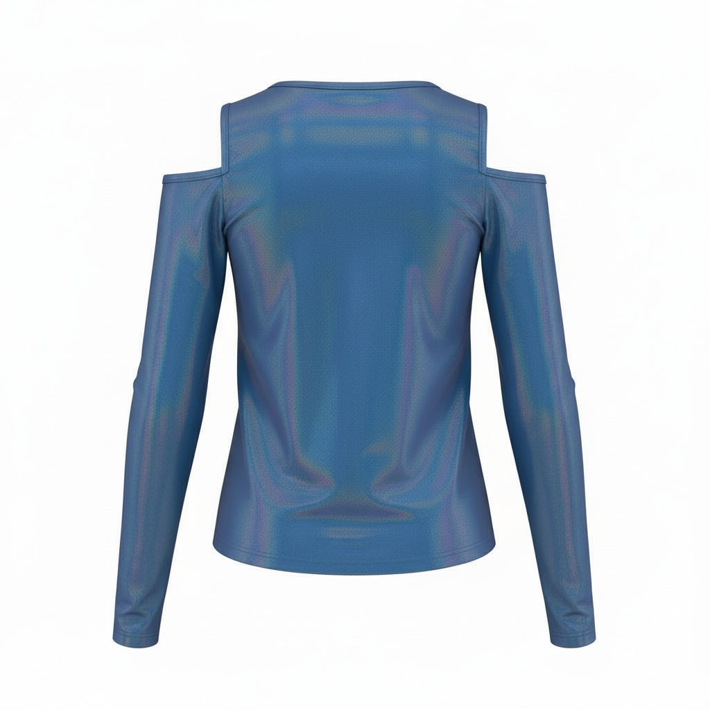 Blusa Feminina Manga Longa com Recorte nos Ombros