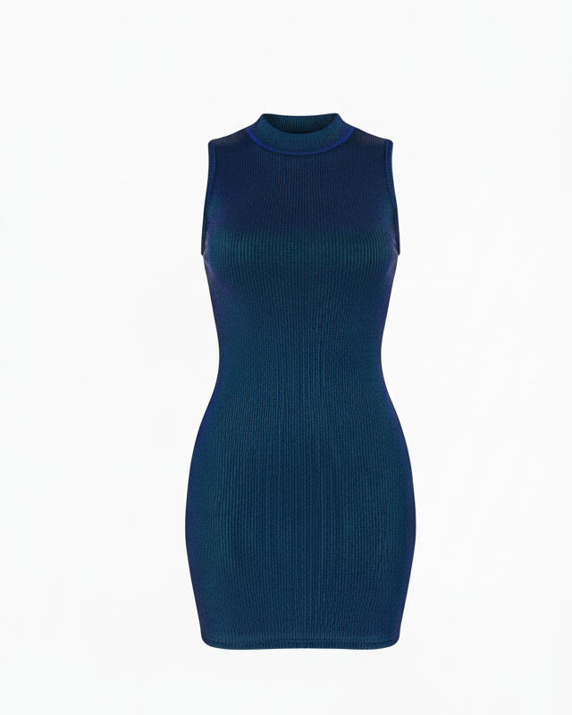 Vestido Curto Justo Gola Alta