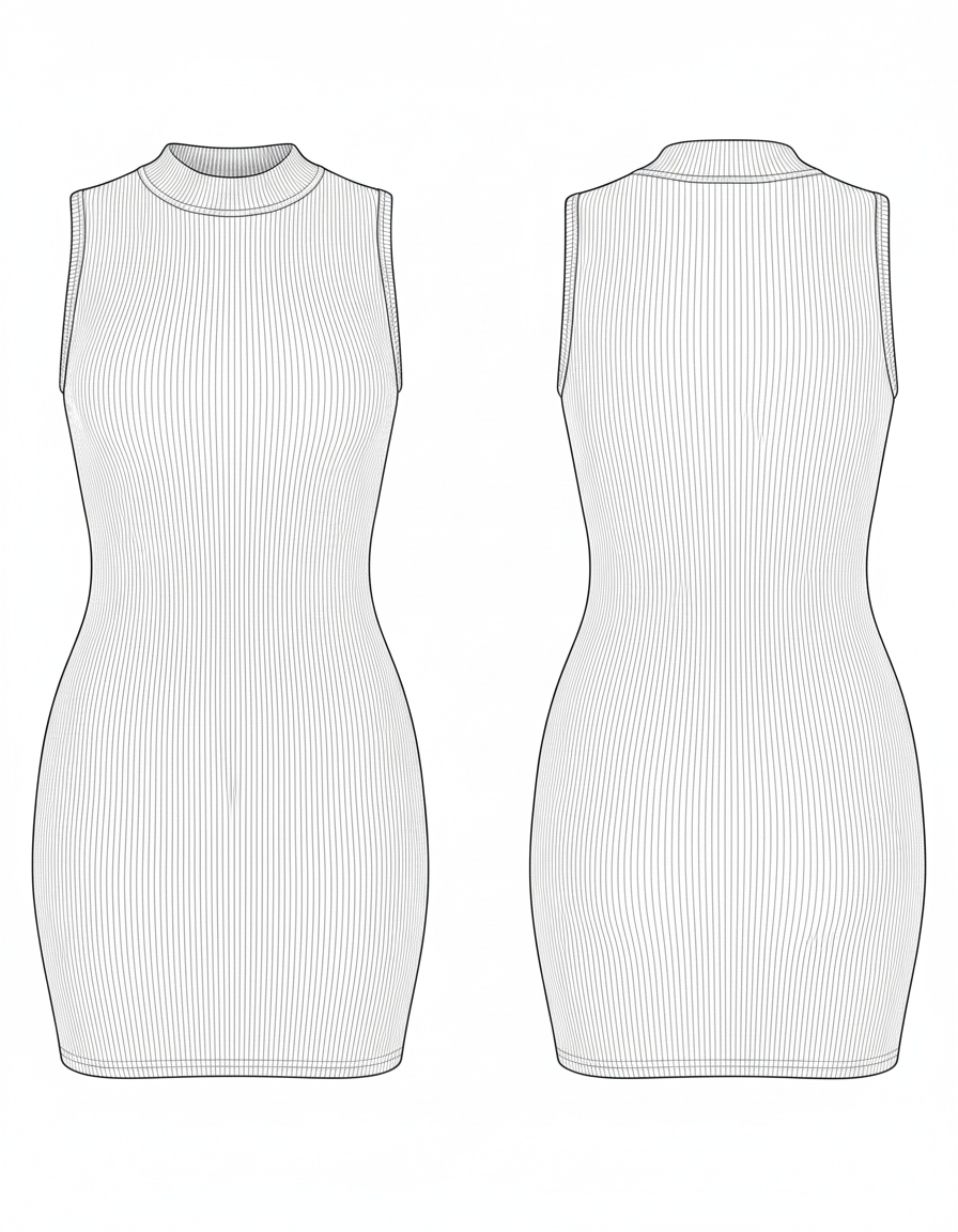 Vestido Curto Justo Gola Alta