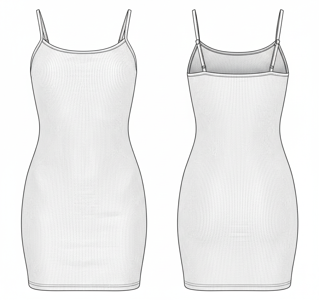 Vestido Mini malha de Alças Finas