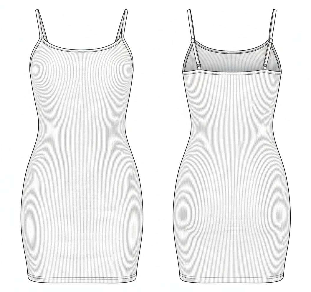 Vestido Mini malha de Alças Finas