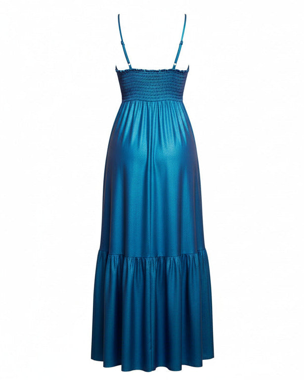 Vestido Longo de Alças Finas e Busto Regulável