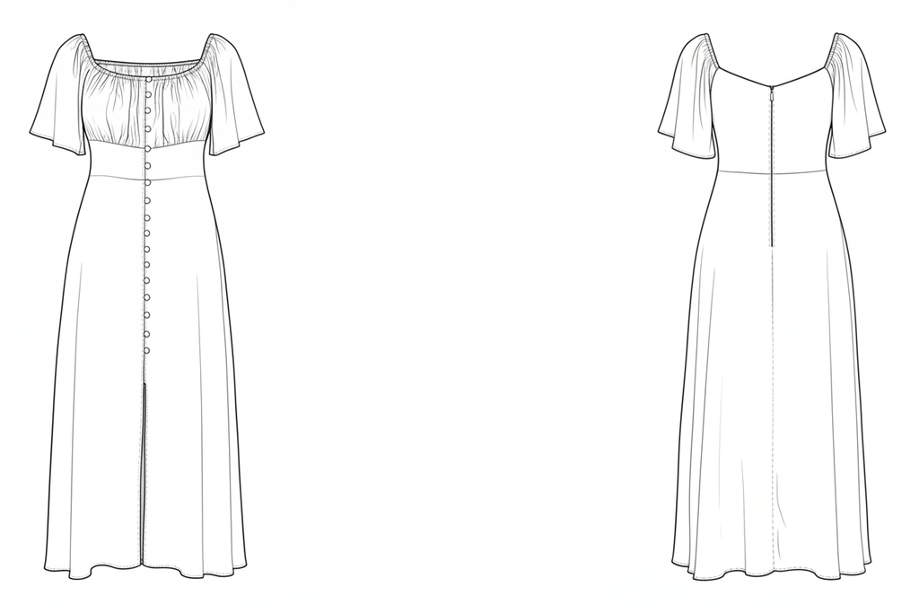 Vestido Longo Camponesa com Abotoamento