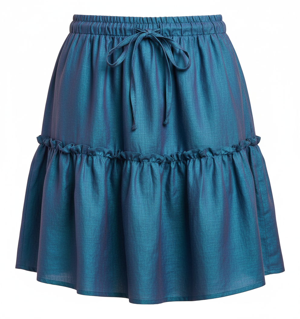 Saia Mini com Camada de Babado e Cós Elástico