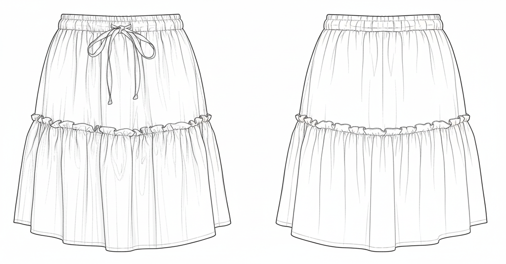 Saia Mini com Camada de Babado e Cós Elástico