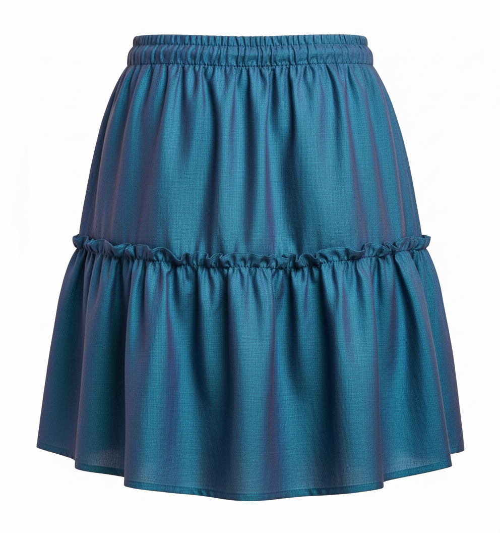 Saia Mini com Camada de Babado e Cós Elástico