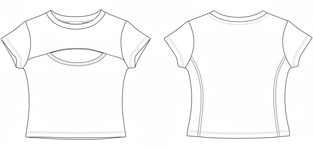 Cropped Manga Curta com Cut-Out