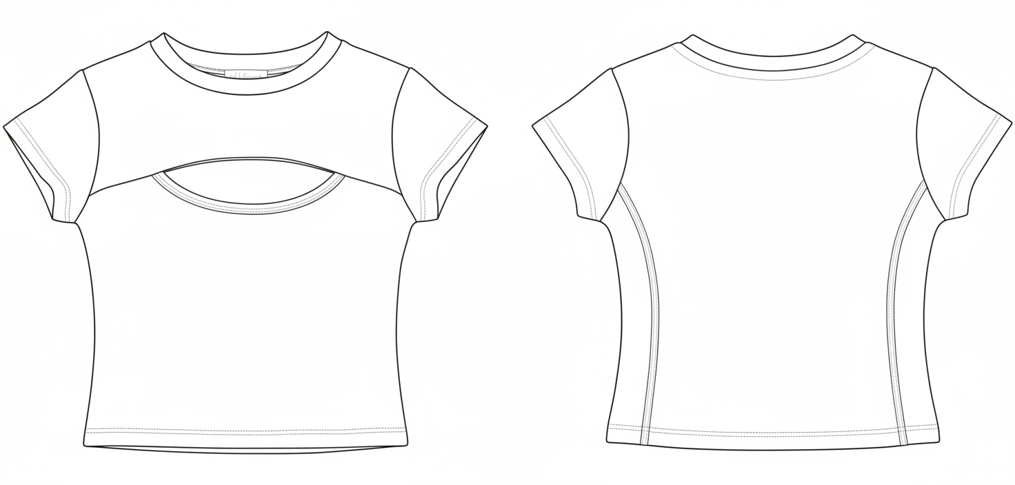 Cropped Manga Curta com Cut-Out