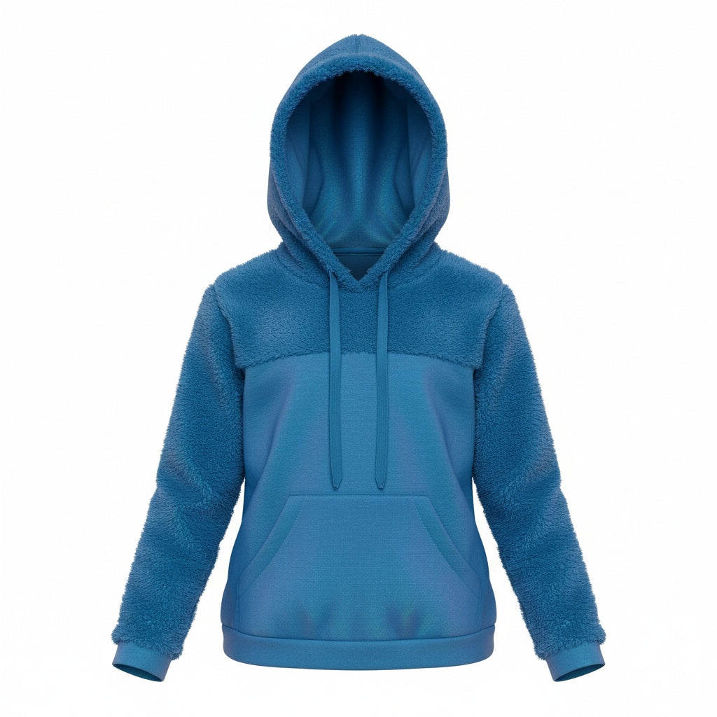 Blusão inf Feminino com Capuz e Recorte em Pelúcia