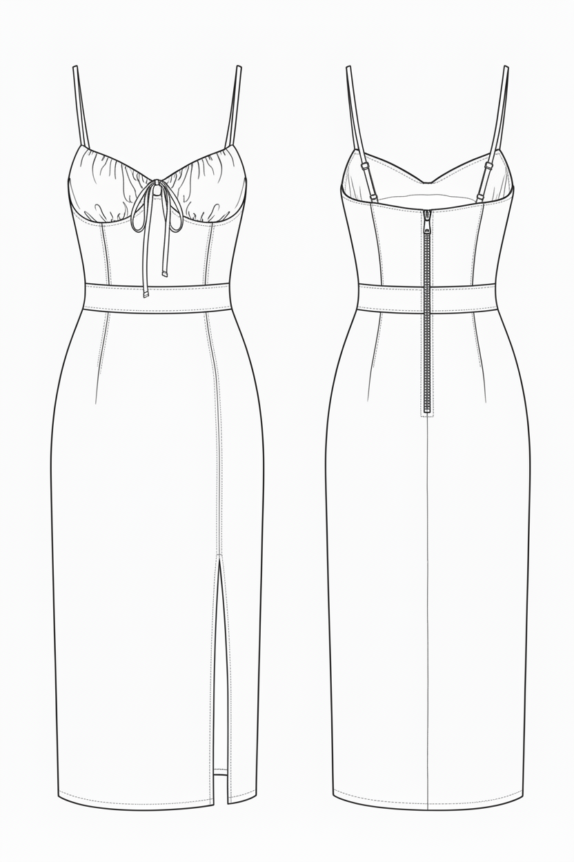 Vestido Midi de Alças Finas ( costas com zíper ou lastex)