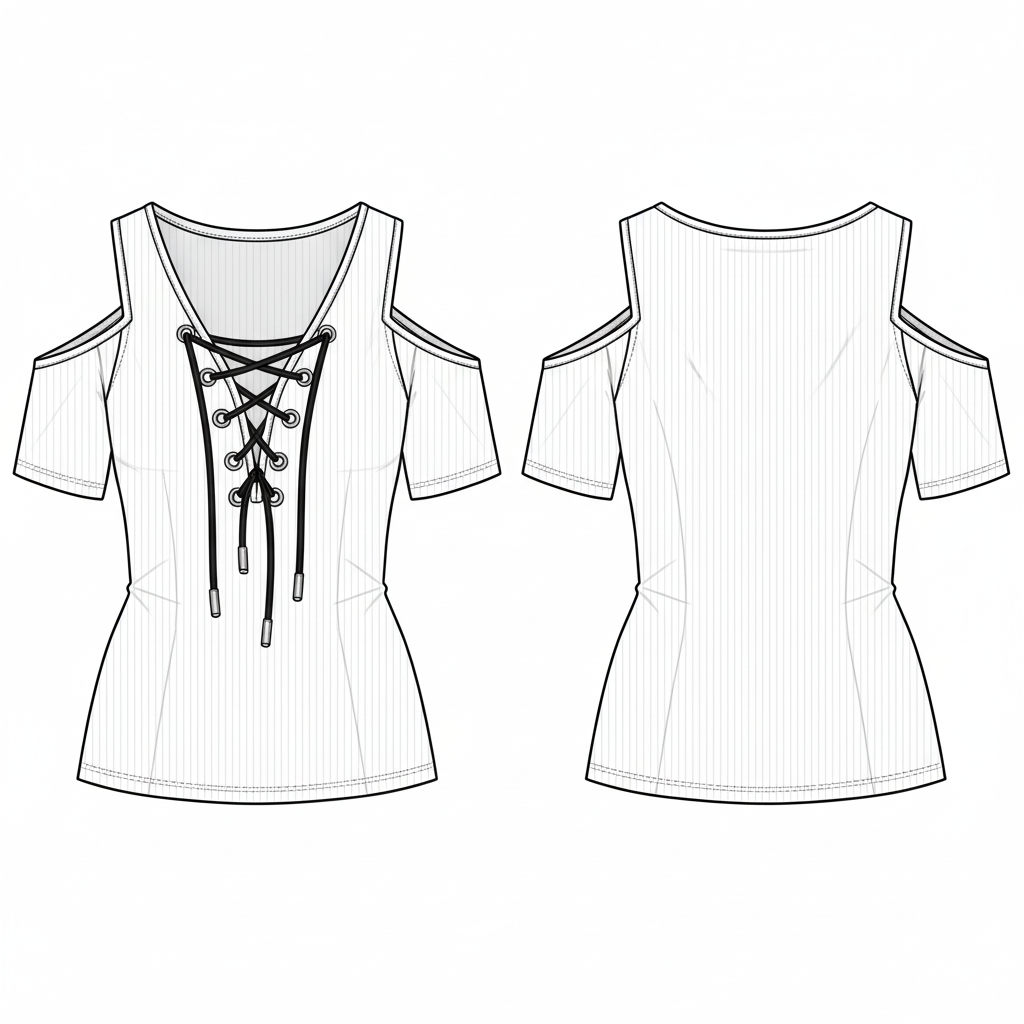 Blusa Manga Curta Cold Shoulder com Ilhós