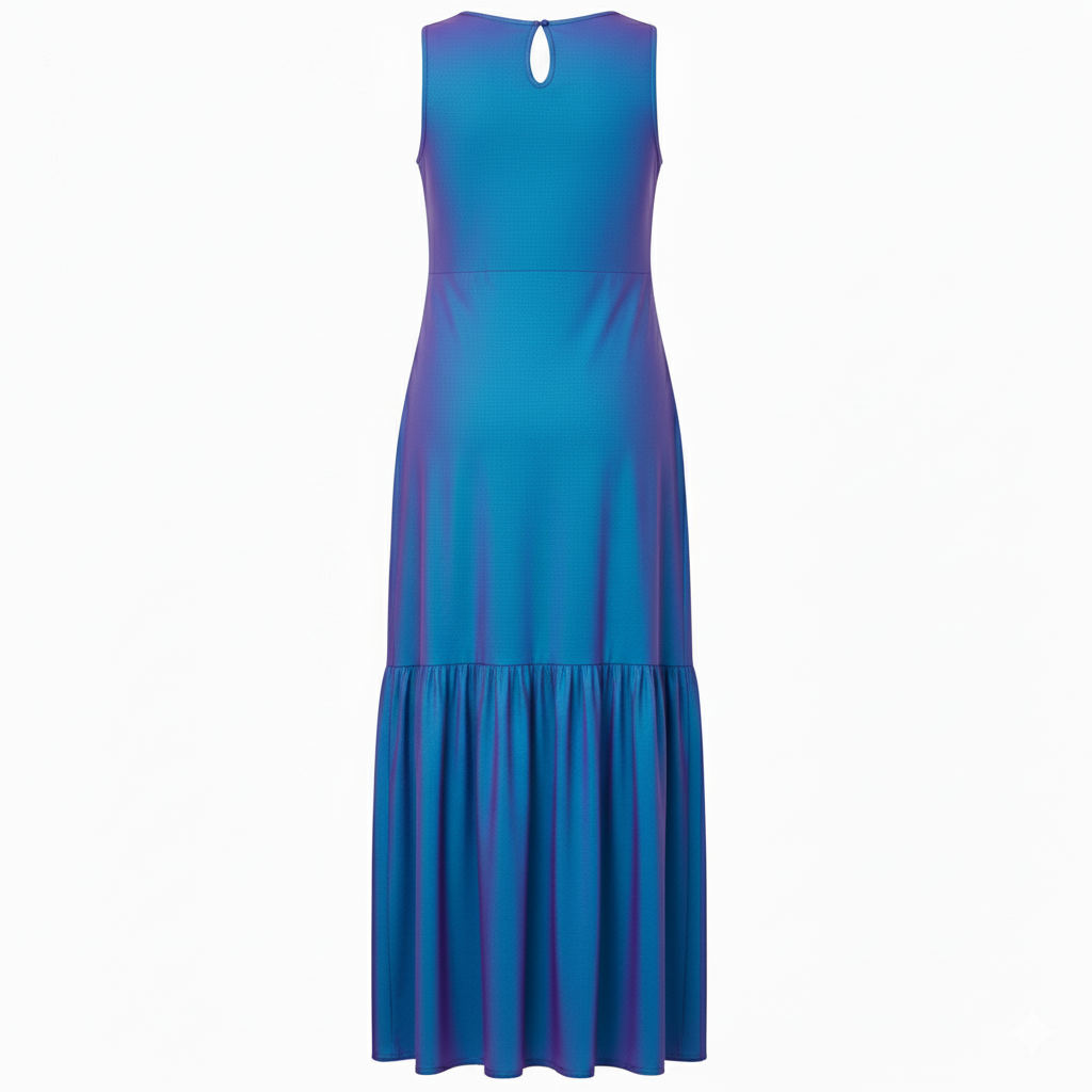 Vestido Maxi Básico com Babado na Barra